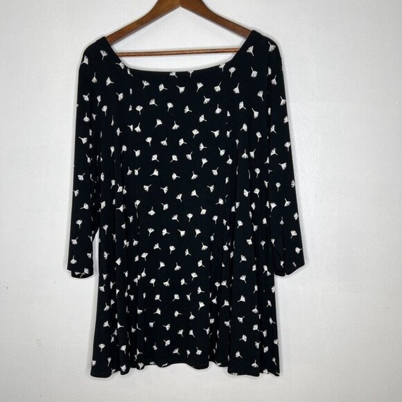 J Jill Wearever Collection Black White Dandelion Print Pleated Blouse XL Women - Picture 6 of 8